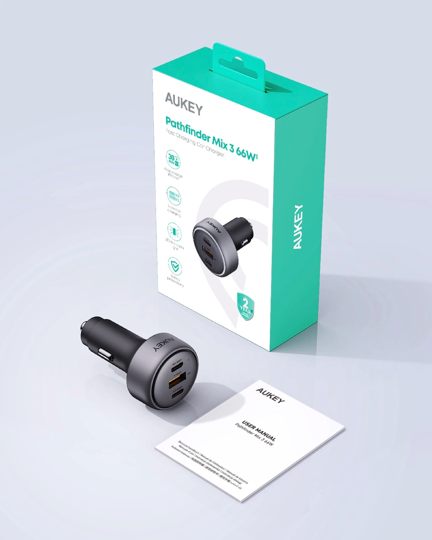 Aukey Pathfinder Mix 3 100W Fast Charging Car Charger 100W (CC-P3) 8