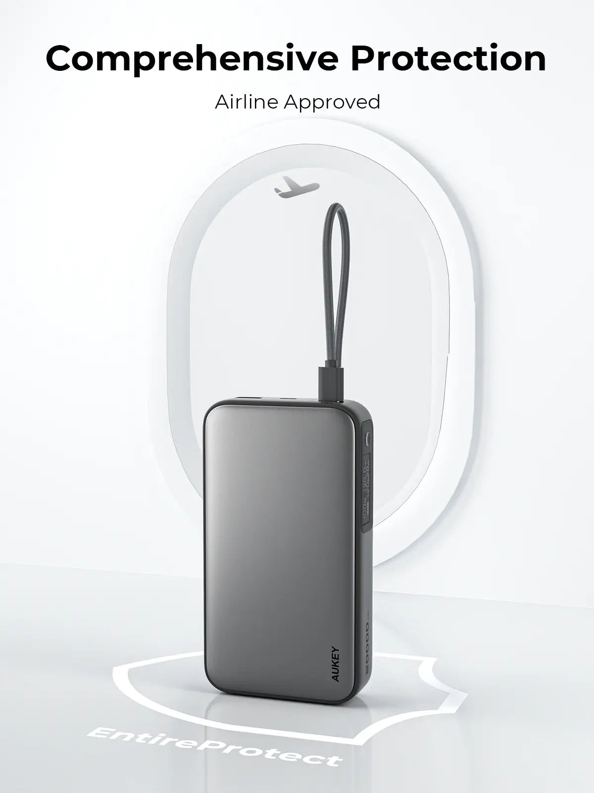 Aukey Spark Sling 20000 Compact Fast Charging Power Bank with Built-in USB-C Cable (PB-Y48) 7