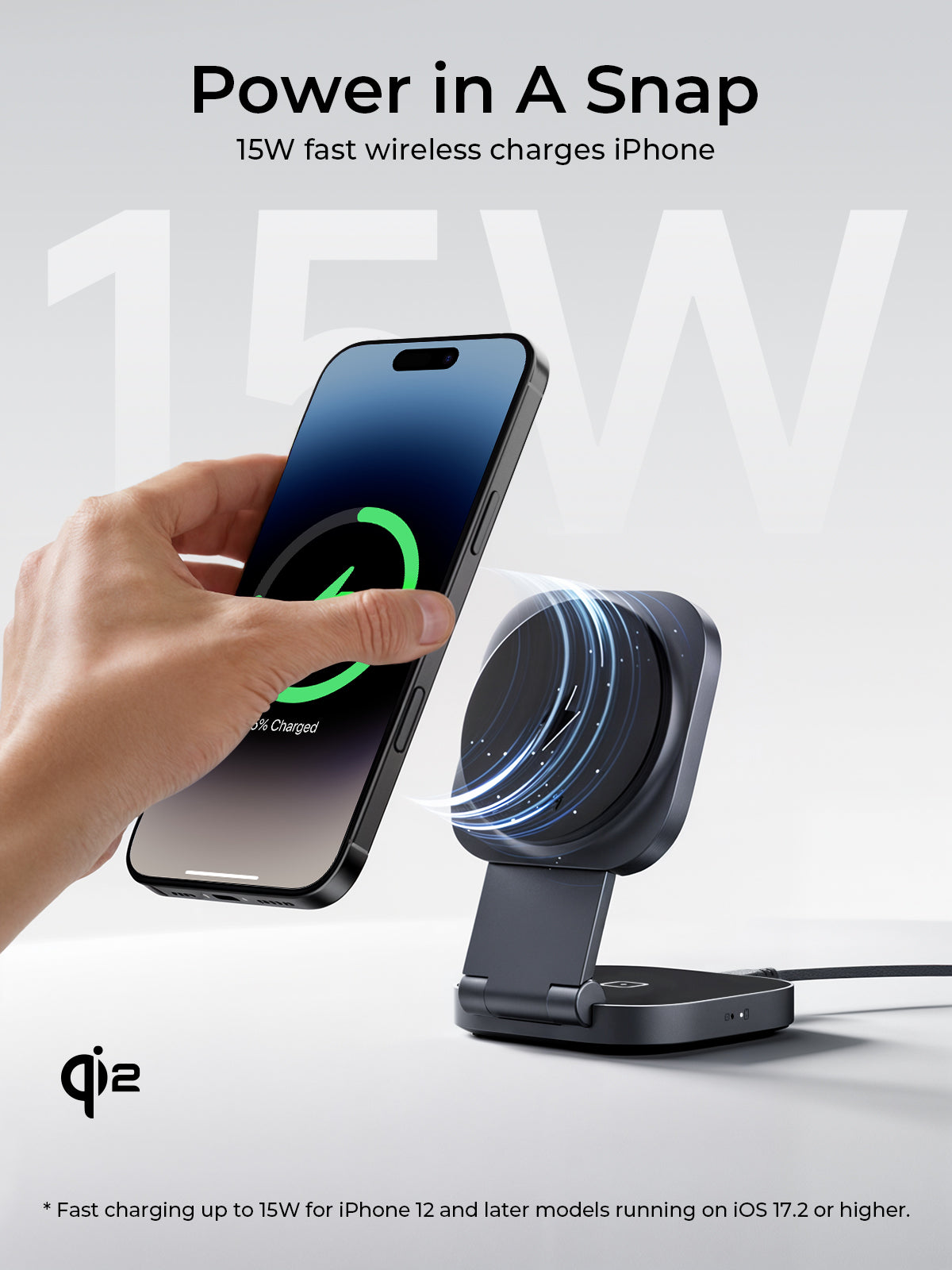 Aukey MagFusion L Qi2 Foldable 2 In 1 Magnetic Wireless Charger (LC-MC211) 5