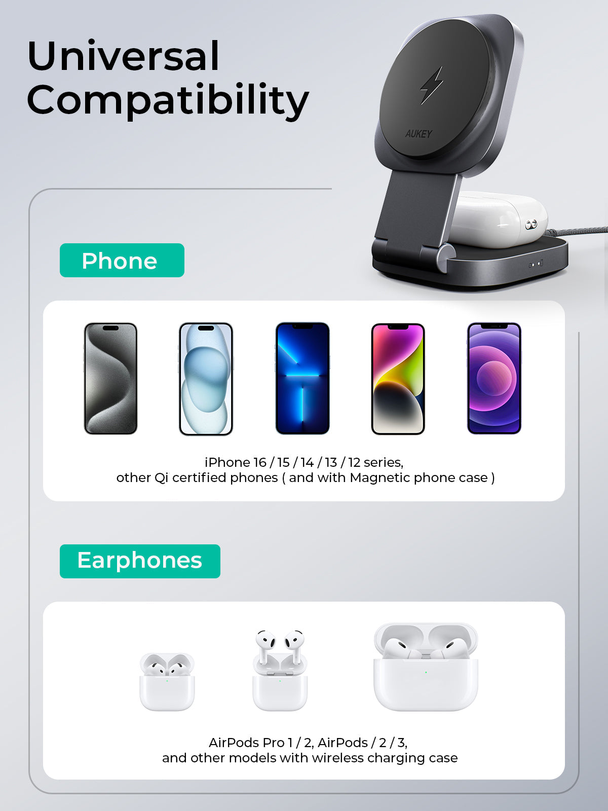 Aukey MagFusion L Qi2 Foldable 2 In 1 Magnetic Wireless Charger (LC-MC211) 7