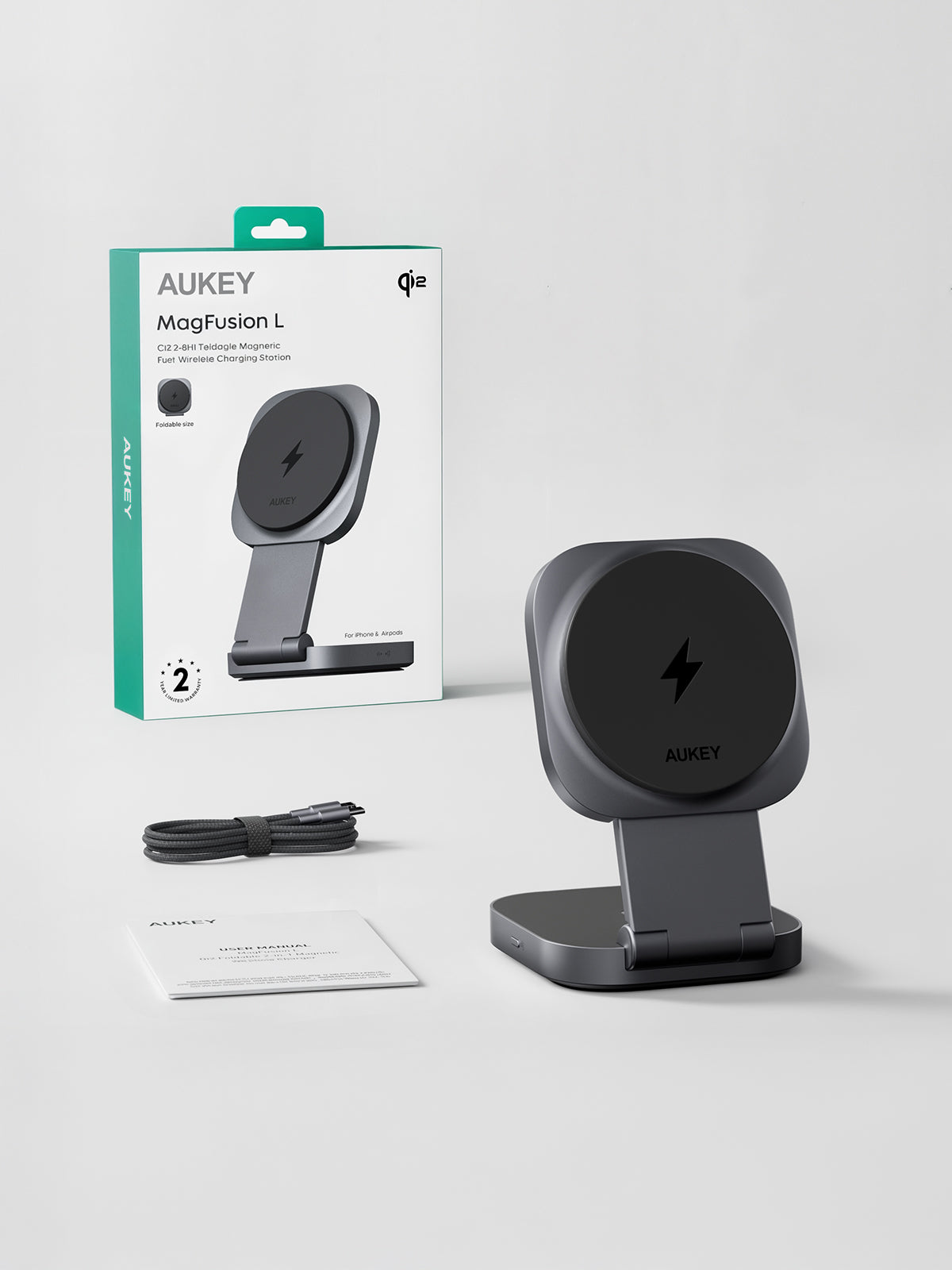 Aukey MagFusion L Qi2 Foldable 2 In 1 Magnetic Wireless Charger (LC-MC211) 8