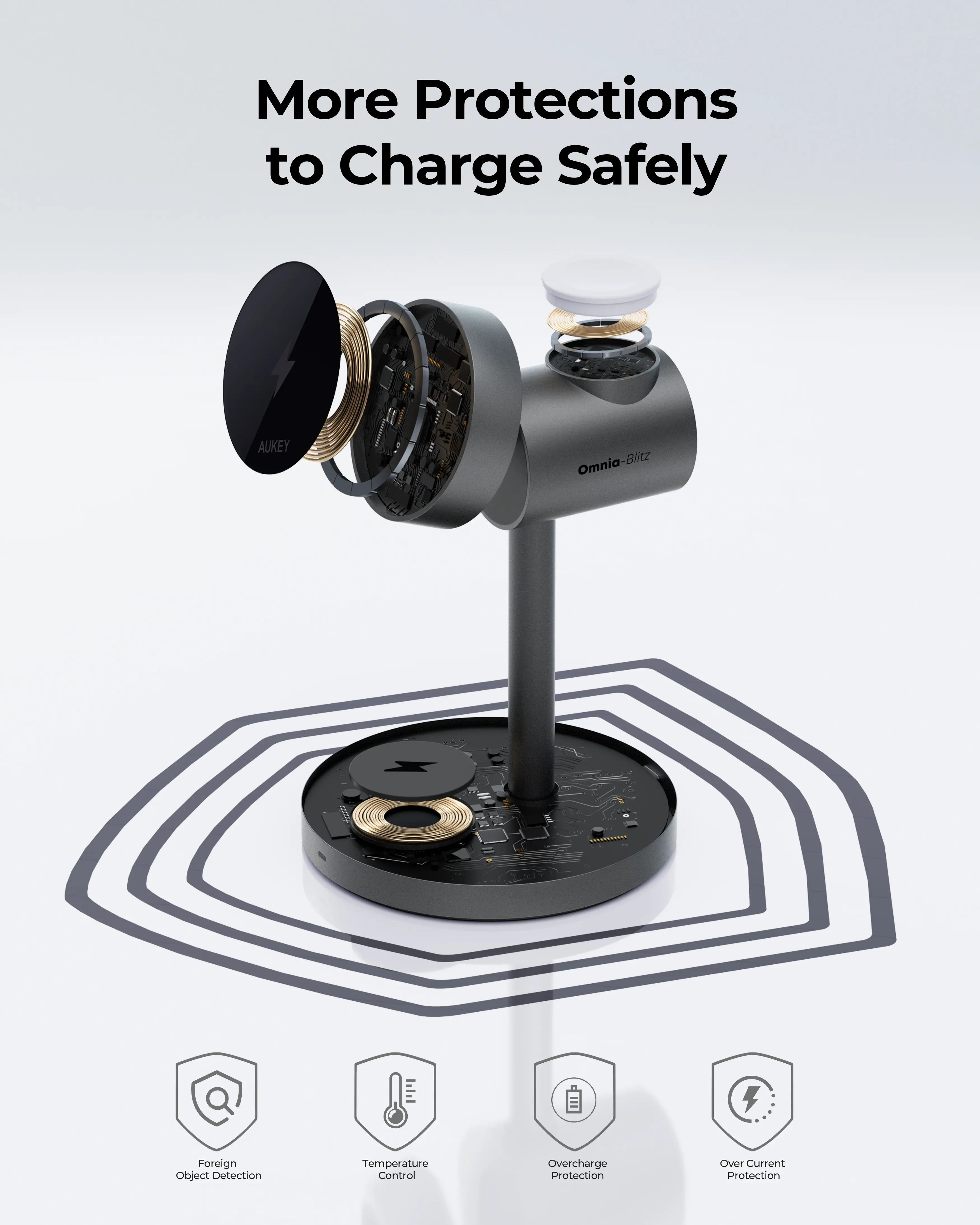 Aukey MagFusion 3-in-1 Qi2 Magnetic Fast Wireless Charging Station (LC-MC311) 3