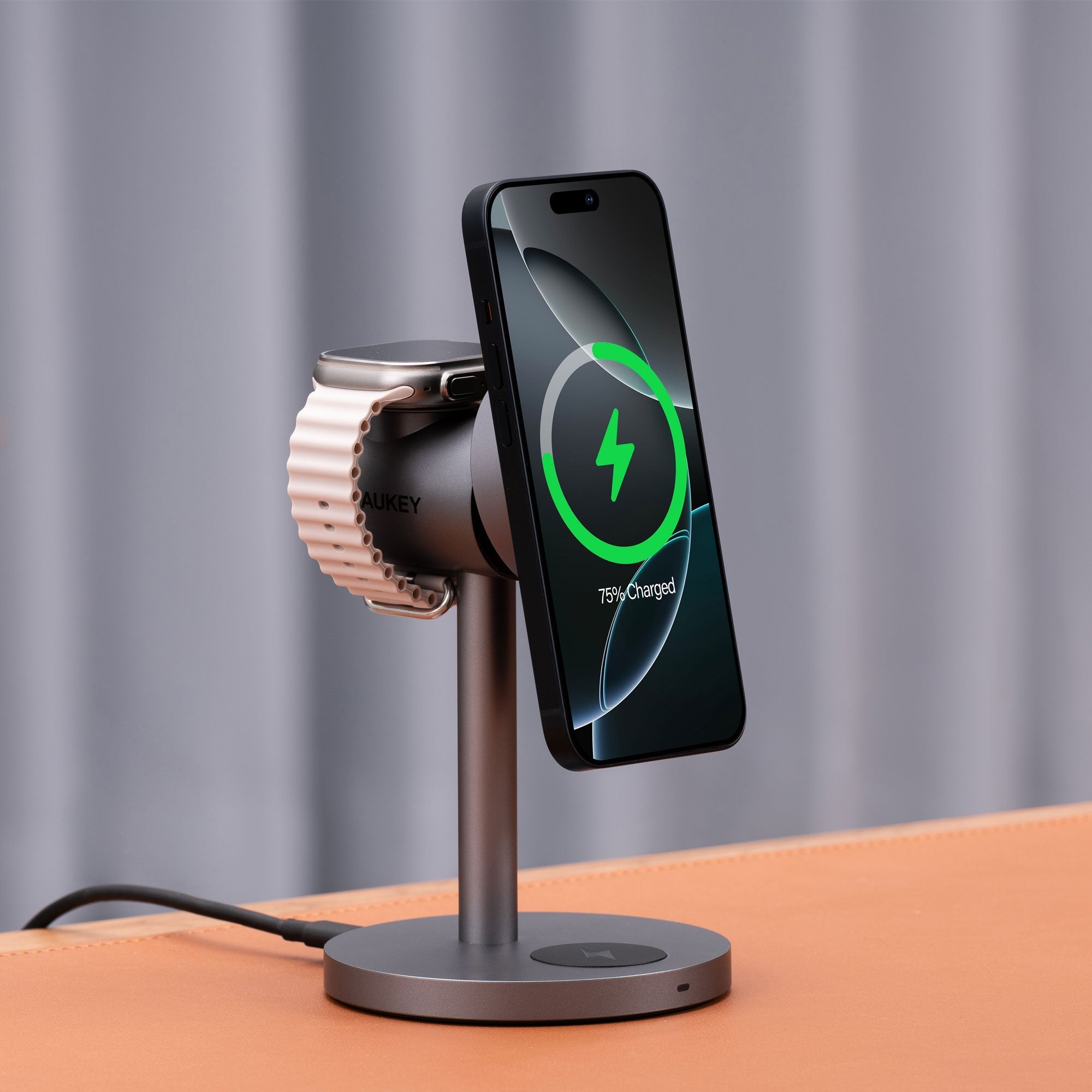 Aukey MagFusion 3-in-1 Qi2 Magnetic Fast Wireless Charging Station (LC-MC311) 5