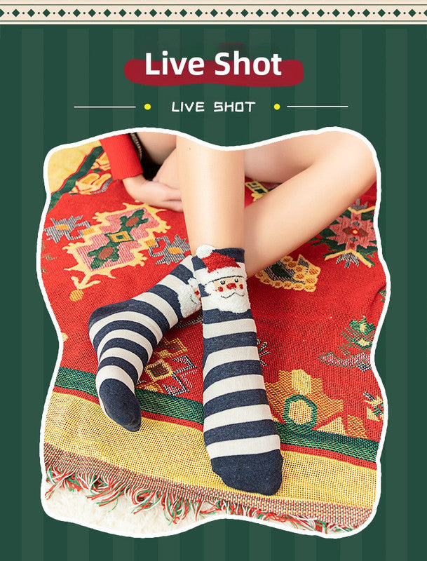 Christmas gift  Christmas Socks Combed Cotton 4 Pair Medium Socks Gift Box 6