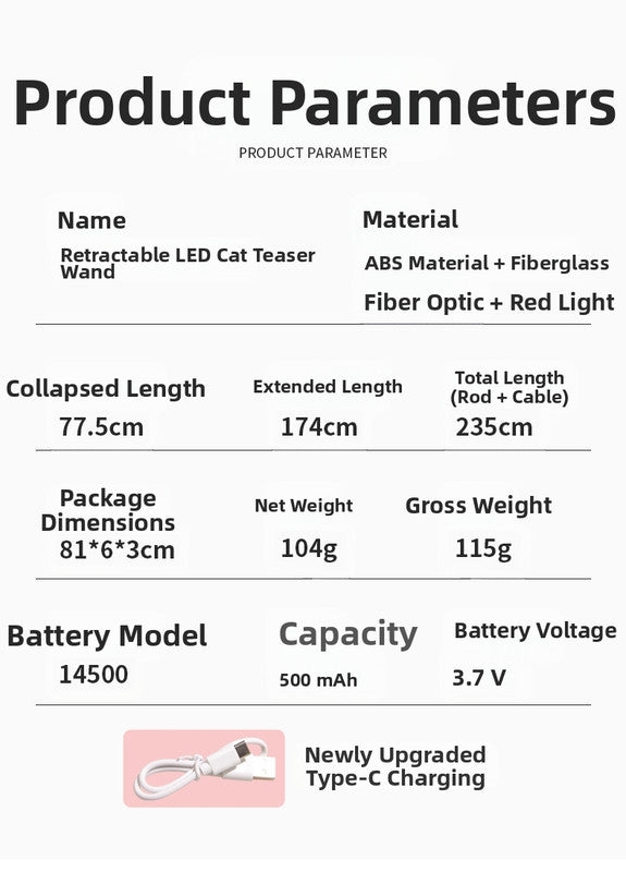 pet products Interactive LED telescopic pole cat teaser stick