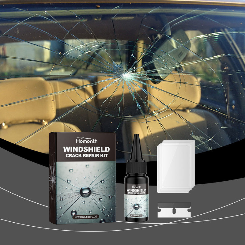 Homonth windshield crack repair kit, car front windshield nano repair liquid set, quickly repairs cracks, clear vision, safe travel 5