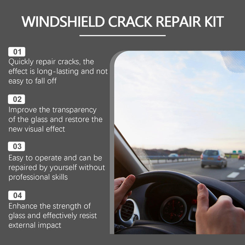 Homonth windshield crack repair kit, car front windshield nano repair liquid set, quickly repairs cracks, clear vision, safe travel 9