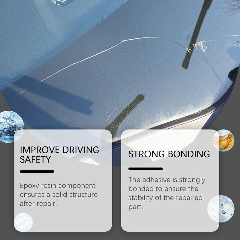 Homonth windshield crack repair kit, car front windshield nano repair liquid set, quickly repairs cracks, clear vision, safe travel 12