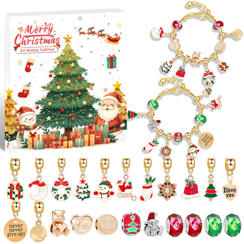 Christmas gift DIY Cartoon Snowman Bracelet Set with Crystal Beads 5