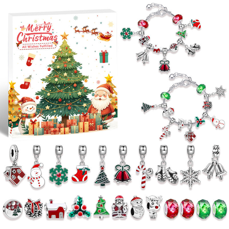 Christmas gift DIY Cartoon Snowman Bracelet Set with Crystal Beads 6