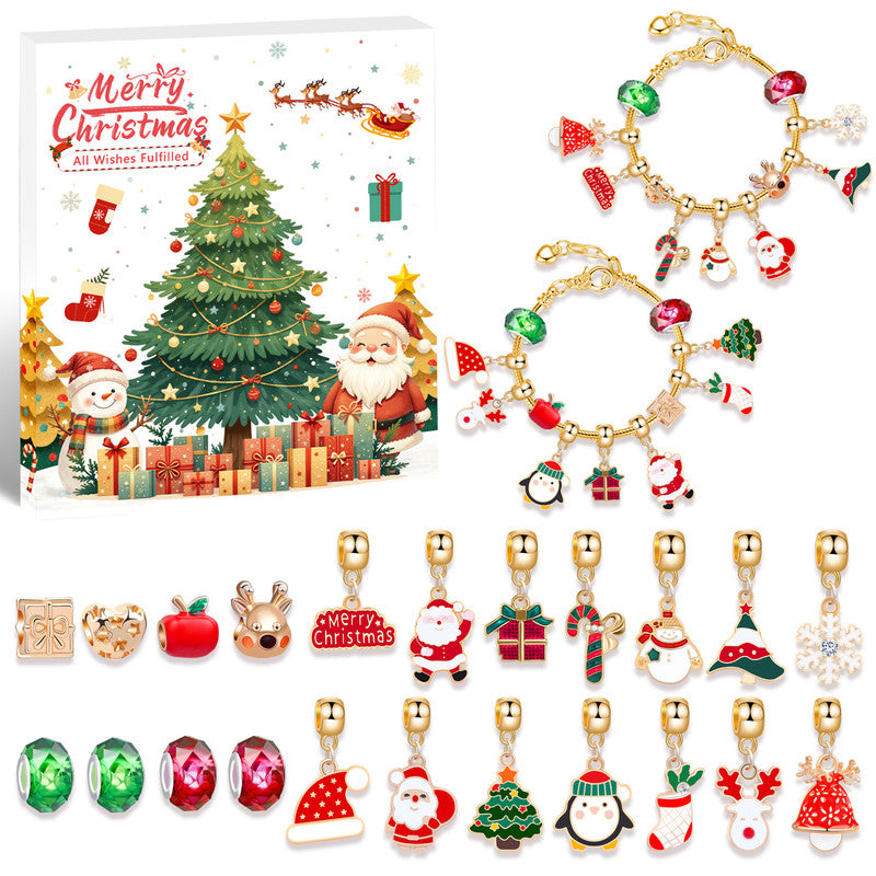 Christmas gift DIY Cartoon Snowman Bracelet Set with Crystal Beads 7