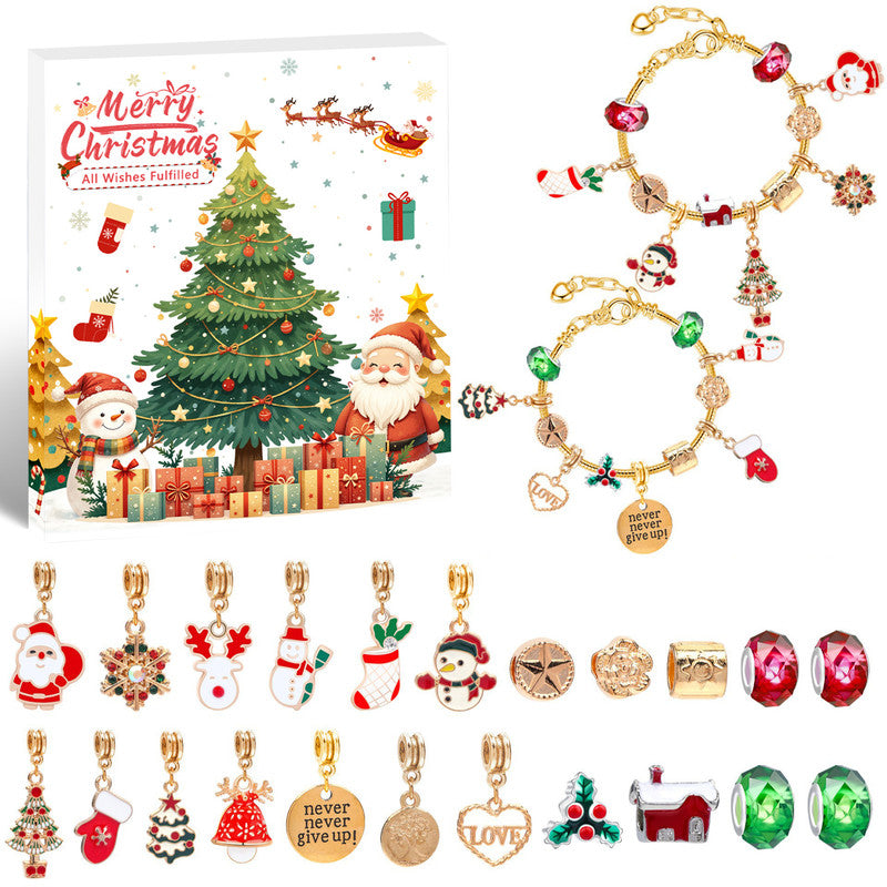 Christmas gift DIY Cartoon Snowman Bracelet Set with Crystal Beads 4