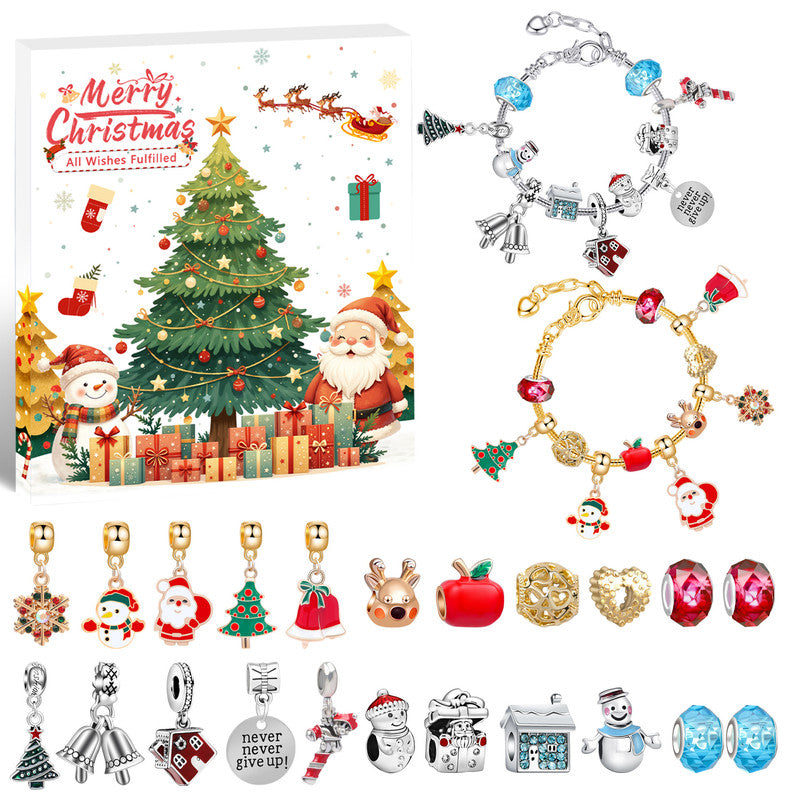 Christmas gift DIY Cartoon Snowman Bracelet Set with Crystal Beads 3