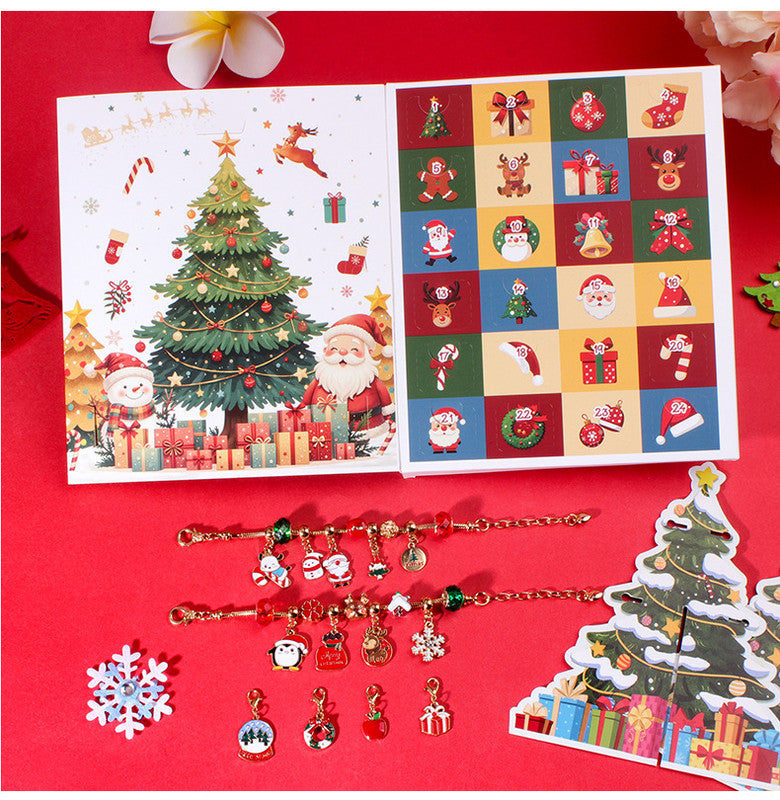 Christmas gift DIY Cartoon Snowman Bracelet Set with Crystal Beads 5