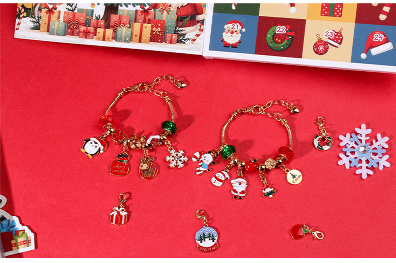 Christmas gift DIY Cartoon Snowman Bracelet Set with Crystal Beads 7