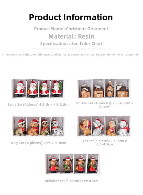 Christmas gift Christmas mini resin snow house Christmas tree pendant 3