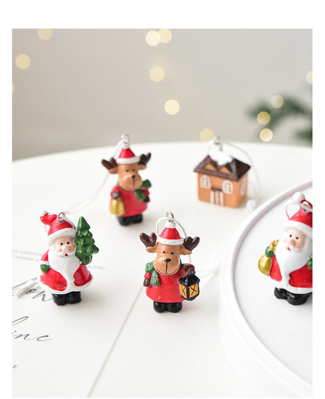 Christmas gift Christmas mini resin snow house Christmas tree pendant 4