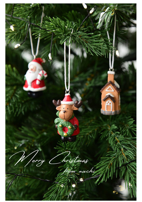 Christmas gift Christmas mini resin snow house Christmas tree pendant 6