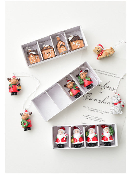 Christmas gift Christmas mini resin snow house Christmas tree pendant 8