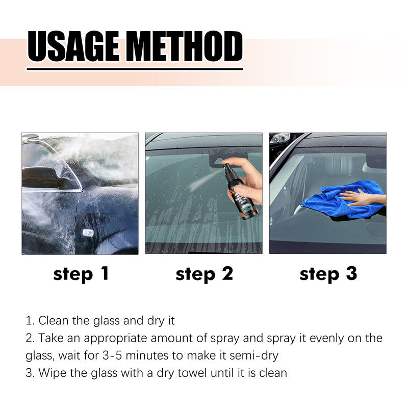 Rayhong Car Windshield Spray, Windshield Rearview Mirror Cleaning, Stain Removal, Hydrophobic Water Repellent, Anti-Fog Agent 13