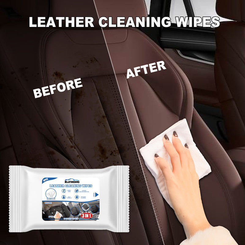 Rayhong 3in1 Car Leather Cleaning Wipes, Seat Interior Cleaning Wipes Wash And Decontaminate Without Water 3