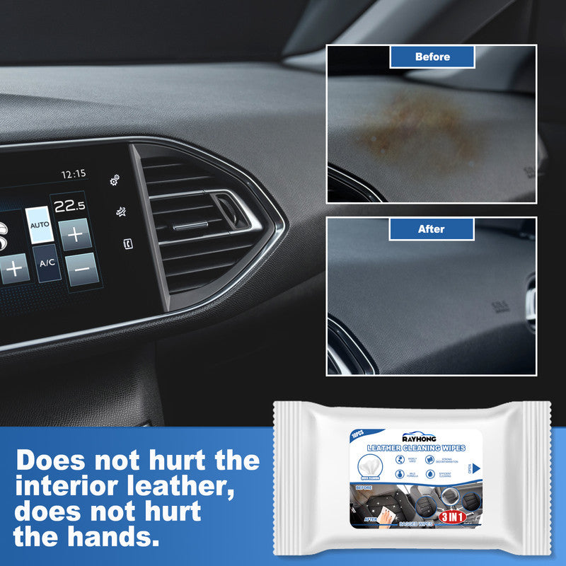Rayhong 3in1 Car Leather Cleaning Wipes, Seat Interior Cleaning Wipes Wash And Decontaminate Without Water 4