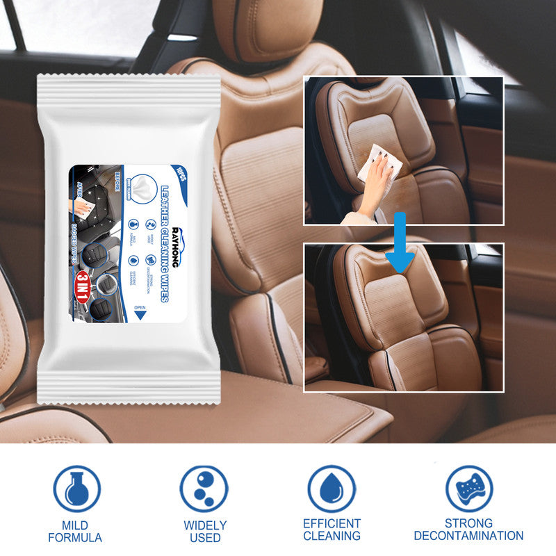 Rayhong 3in1 Car Leather Cleaning Wipes, Seat Interior Cleaning Wipes Wash And Decontaminate Without Water 5