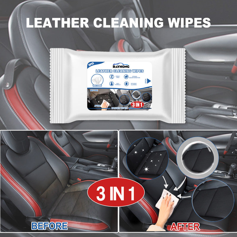 Rayhong 3in1 Car Leather Cleaning Wipes, Seat Interior Cleaning Wipes Wash And Decontaminate Without Water 6