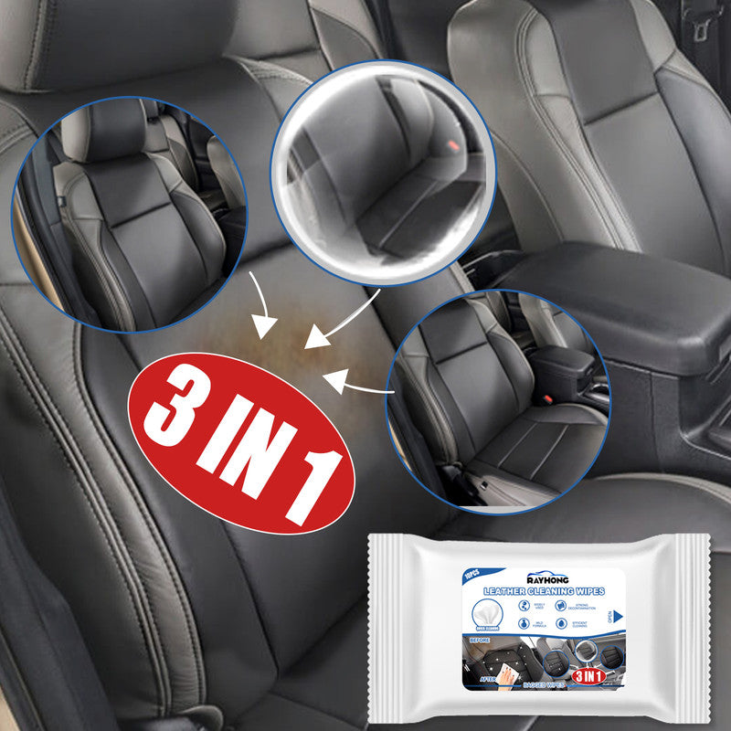 Rayhong 3in1 Car Leather Cleaning Wipes, Seat Interior Cleaning Wipes Wash And Decontaminate Without Water 9