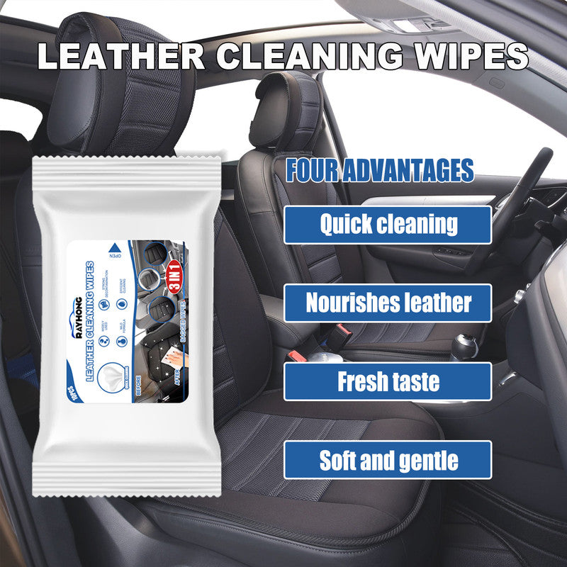 Rayhong 3in1 Car Leather Cleaning Wipes, Seat Interior Cleaning Wipes Wash And Decontaminate Without Water 11