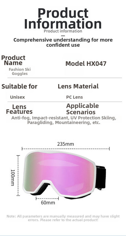 Outdoor sports products ,Winter skiing anti UV card myopia cylindrical double-layer anti fog skiing goggles 9