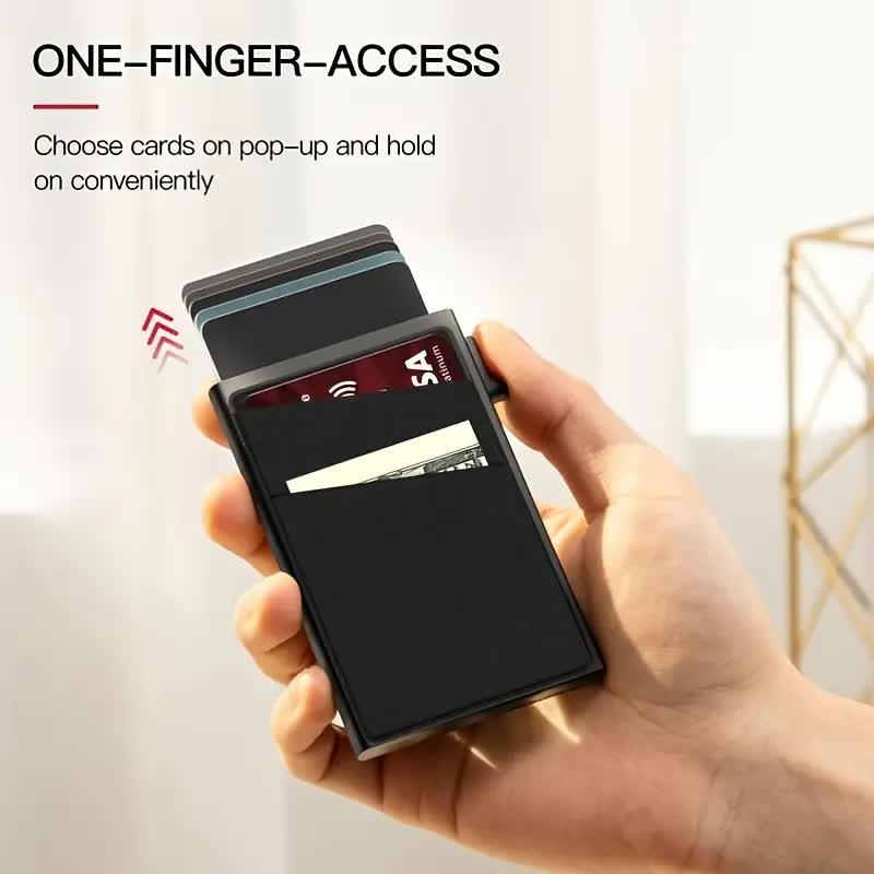 Contemporary Acrylic RFID Blocking Card Holder - Minimalist Business Wallet for Men, Automatic Pop-Up, 1pc