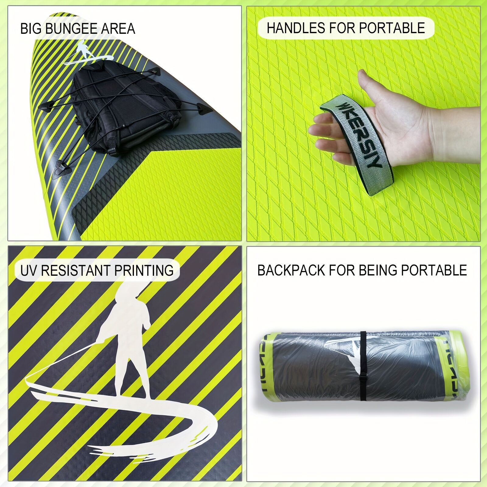 Inflatable vertical paddle set for water sports and surfing-including air pump, paddle, rope, backpack, fin box and maintenance tools. 5