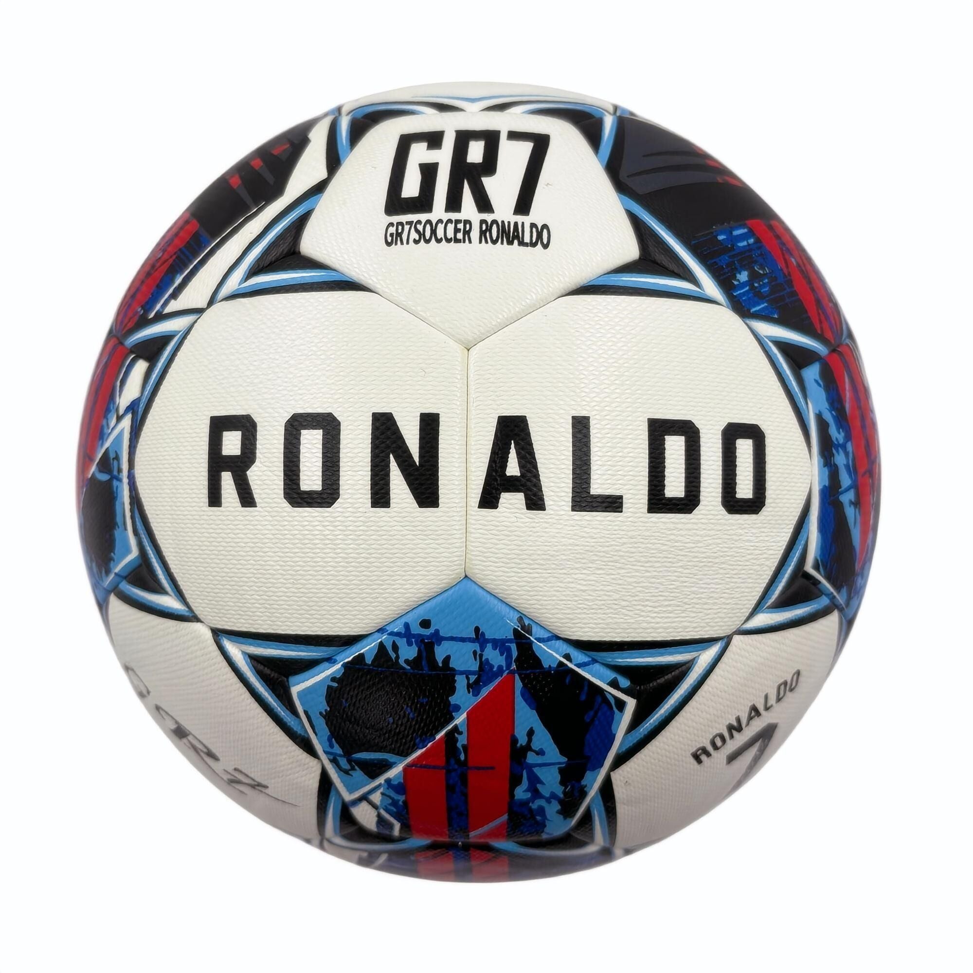 A black, red and blue graffiti football, made of PU, containing a pump+air needle+net bag, a gift for Christmas Boxing Day,soccer