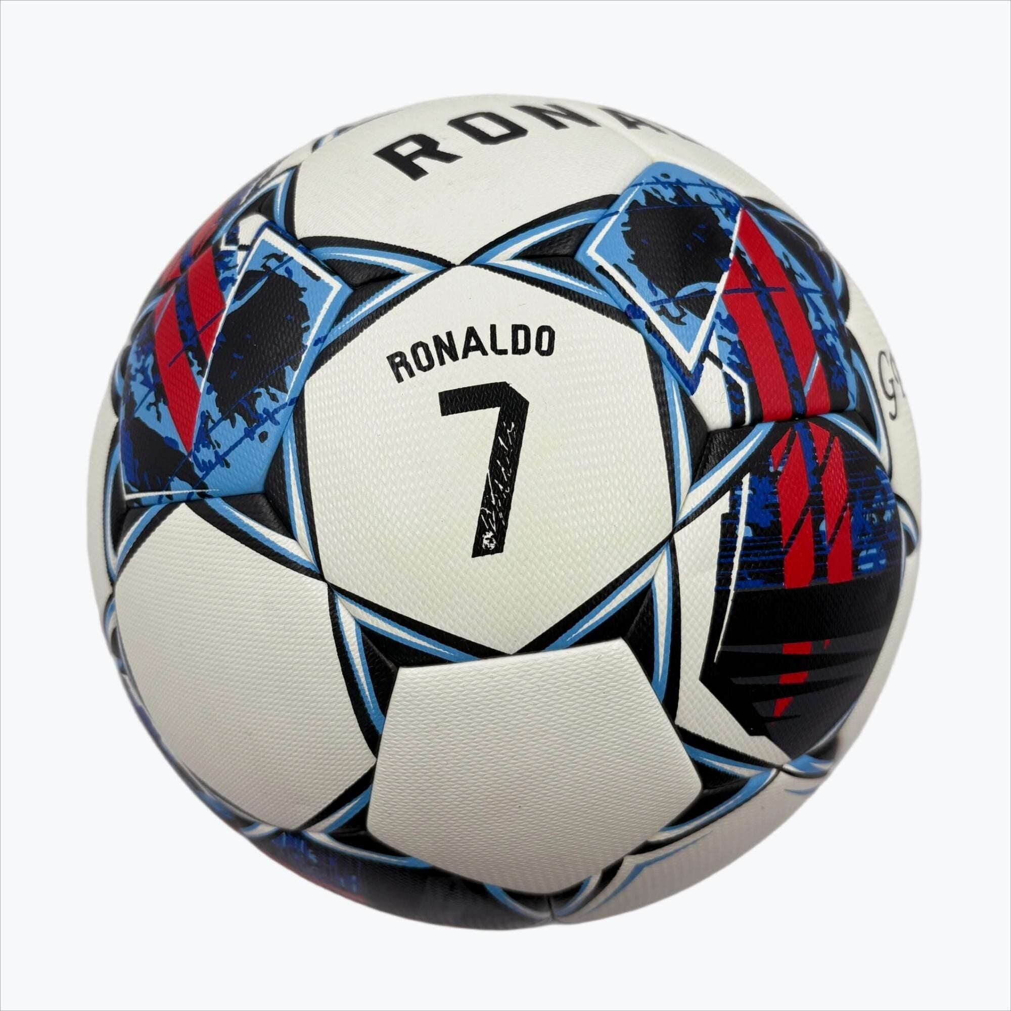 A black, red and blue graffiti football, made of PU, containing a pump+air needle+net bag, a gift for Christmas Boxing Day,soccer 4