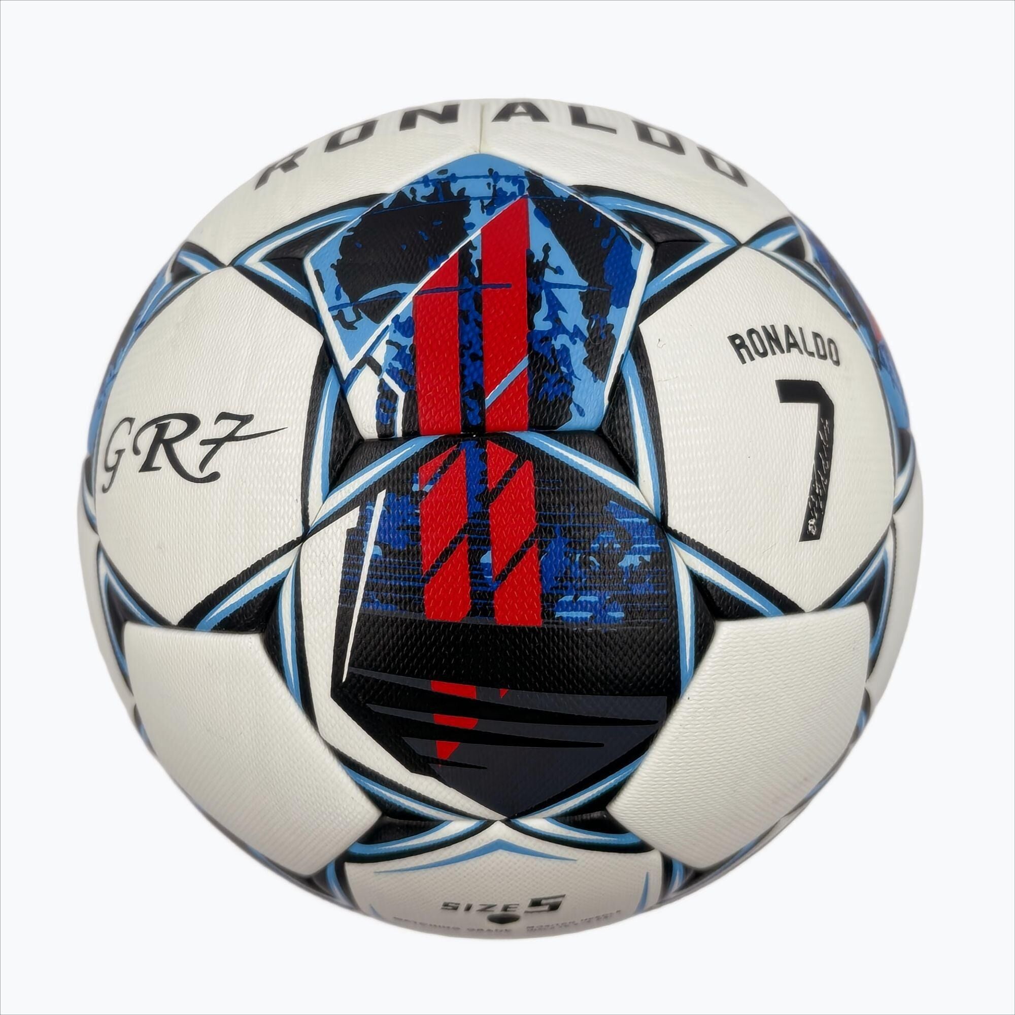 A black, red and blue graffiti football, made of PU, containing a pump+air needle+net bag, a gift for Christmas Boxing Day,soccer 5
