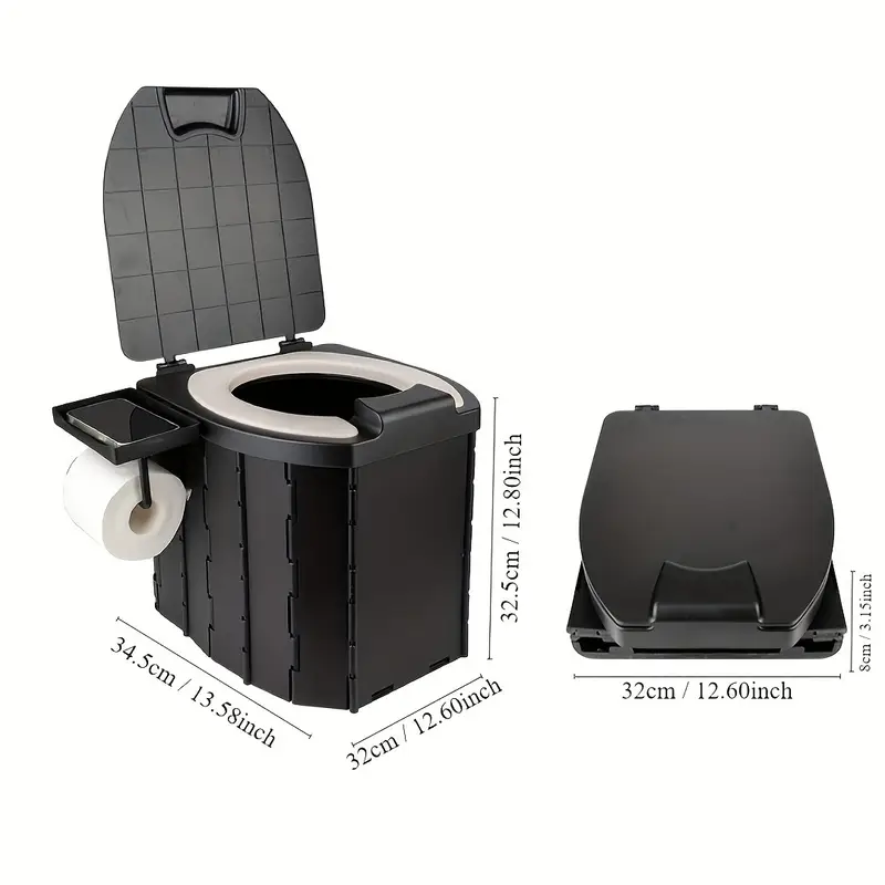Portable folding toilets with PU seat cushions and portable toilets with covers, suitable for RVS, cars, camping and hiking 4