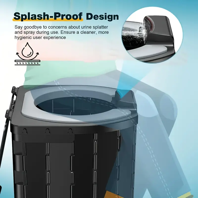 Portable folding toilets with PU seat cushions and portable toilets with covers, suitable for RVS, cars, camping and hiking 6