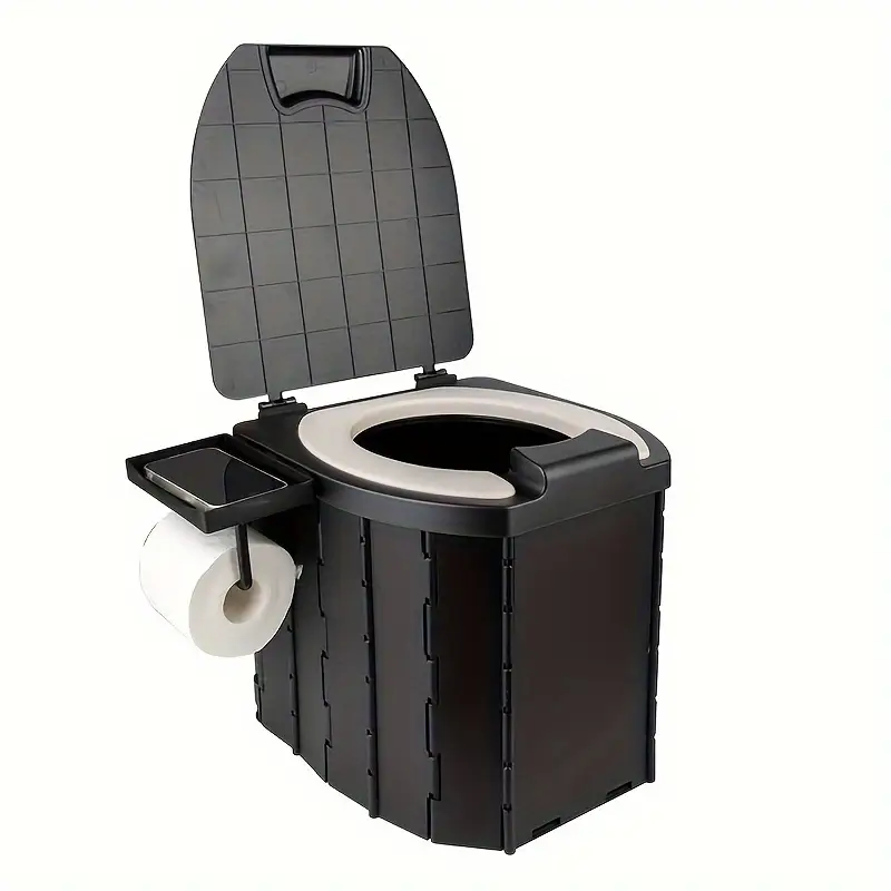 Portable folding toilets with PU seat cushions and portable toilets with covers, suitable for RVS, cars, camping and hiking 9