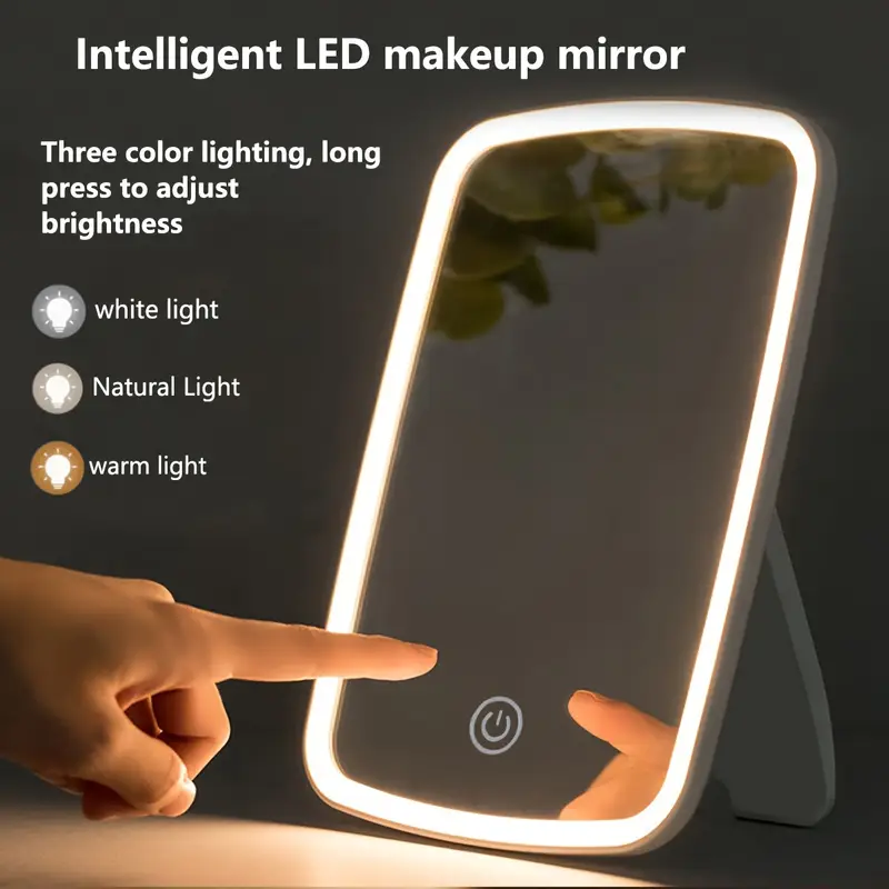 Portable LED light strip makeup mirror, very suitable for home, travel and office use.