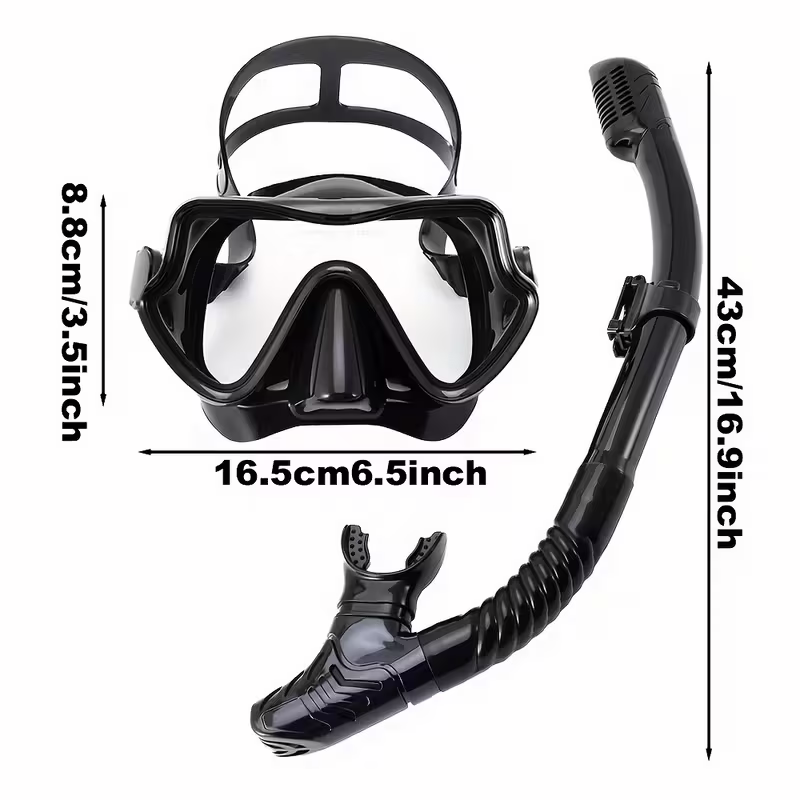Snorkeling mask breathing tube set, large frame silicone mask, leak-proof and anti-fog snorkeling mask, swimming goggles for men and women 4
