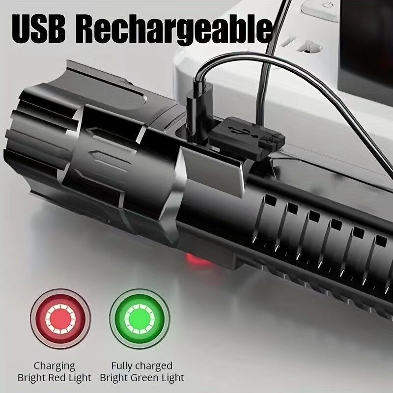 1 USB rechargeable flashlight, ultra-bright LED handheld outdoor emergency light 5