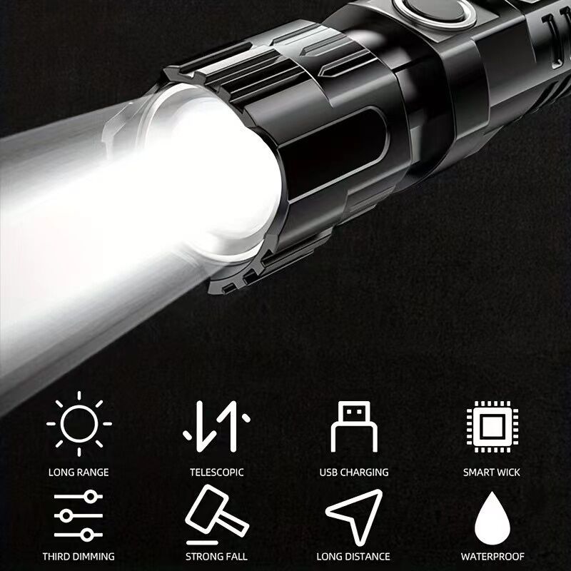 1 USB rechargeable flashlight, ultra-bright LED handheld outdoor emergency light 6