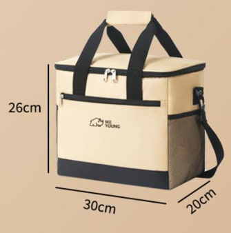 Beige Insulated Picnic Cooler Bag: Portable Waterproof Ice Bag for Outdoor Camping, Picnics & Home Use（17L） 6