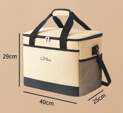 Beige Insulated Picnic Cooler Bag: Portable Waterproof Ice Bag for Outdoor Camping, Picnics & Home Use（30L） 6