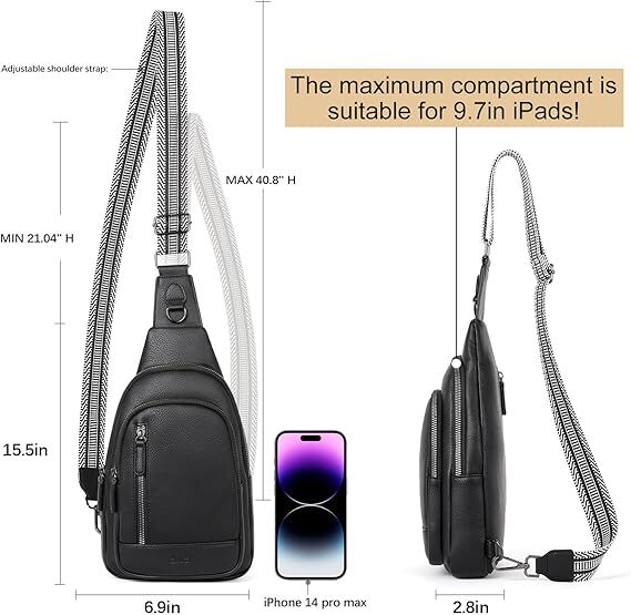 Black Faux Leather Sling Bag: Unisex, Spacious, Reversible Crossbody for Aussies 3