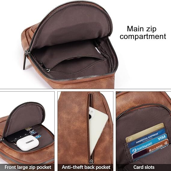 Brown Faux Leather Sling Bag: Unisex, Spacious, Reversible Crossbody for Aussies 4