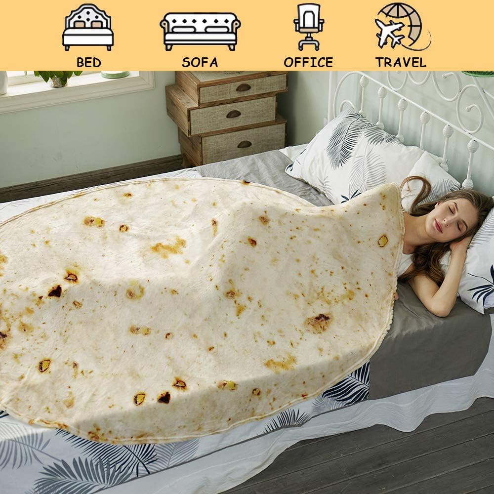 Burritos Tortilla Throw Blanket(Beige), Novelty Funny Round Blanket for Adults & Kids, Soft Flannel Tortilla Wrap Blanket（47",Baby） 6