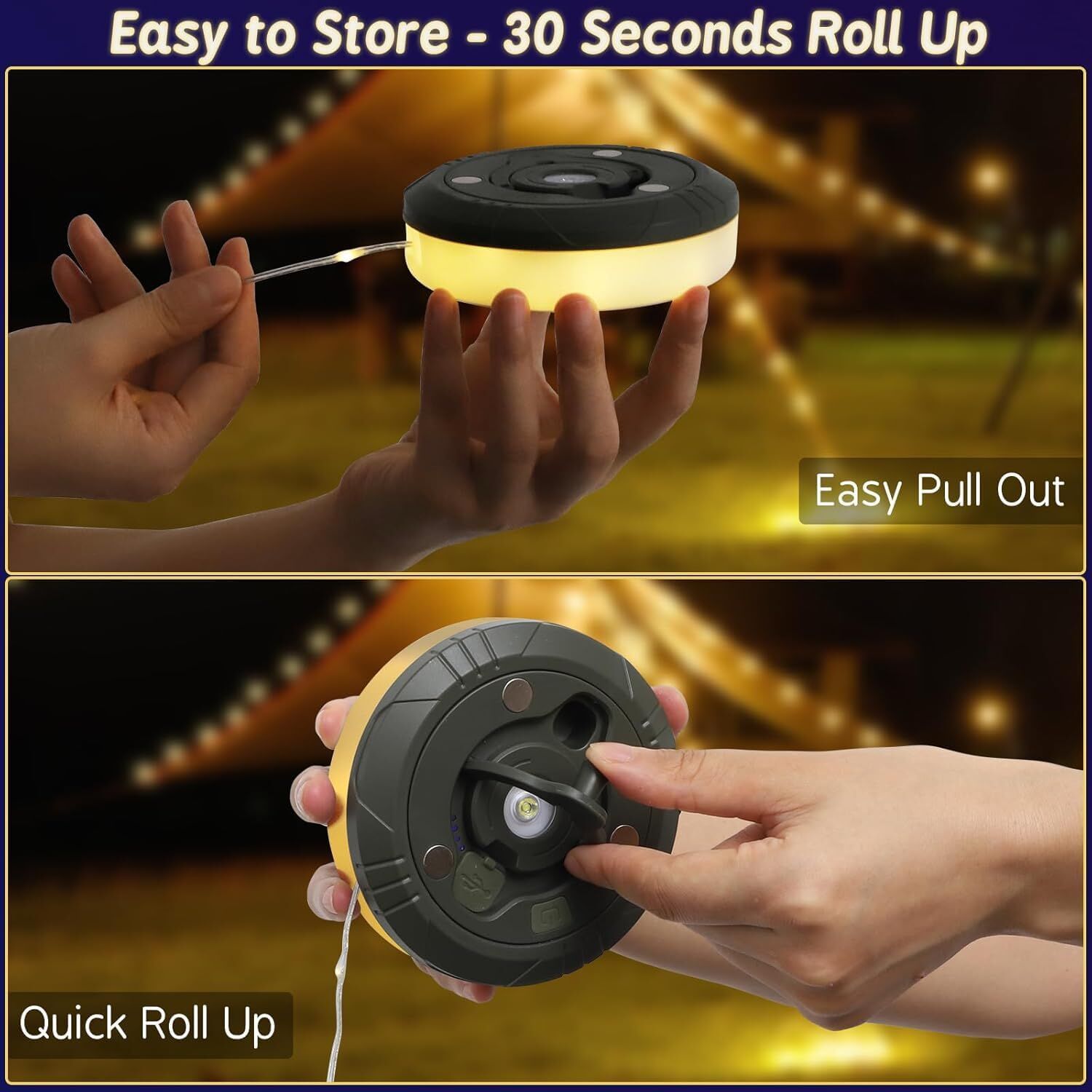 Solar Camping String Lights: 5-Mode IPX4 Waterproof USB/Solar Powered 2-in-1 for Outdoor Tents, Hiking & Party Decor 4