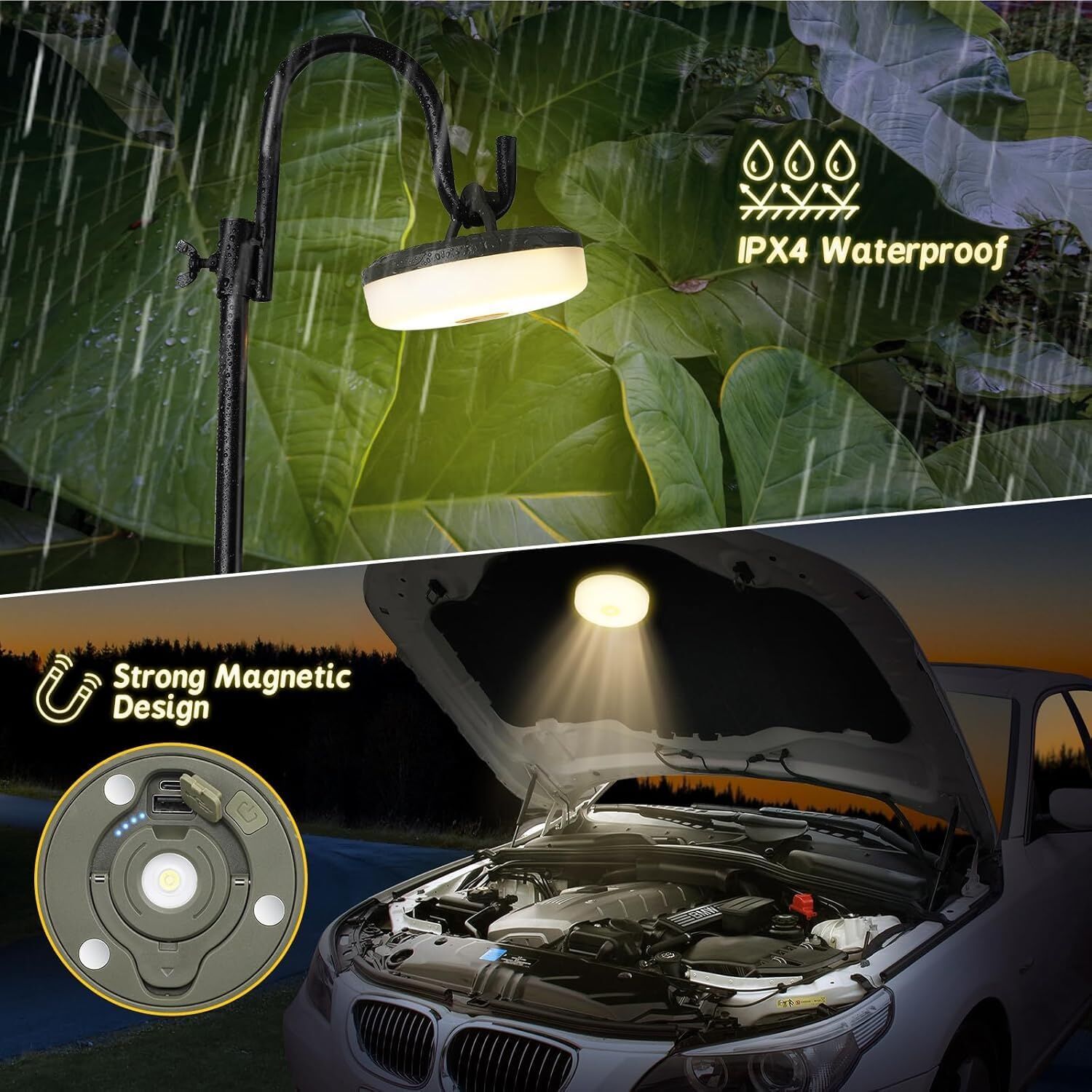 Solar Camping String Lights: 5-Mode IPX4 Waterproof USB/Solar Powered 2-in-1 for Outdoor Tents, Hiking & Party Decor 5